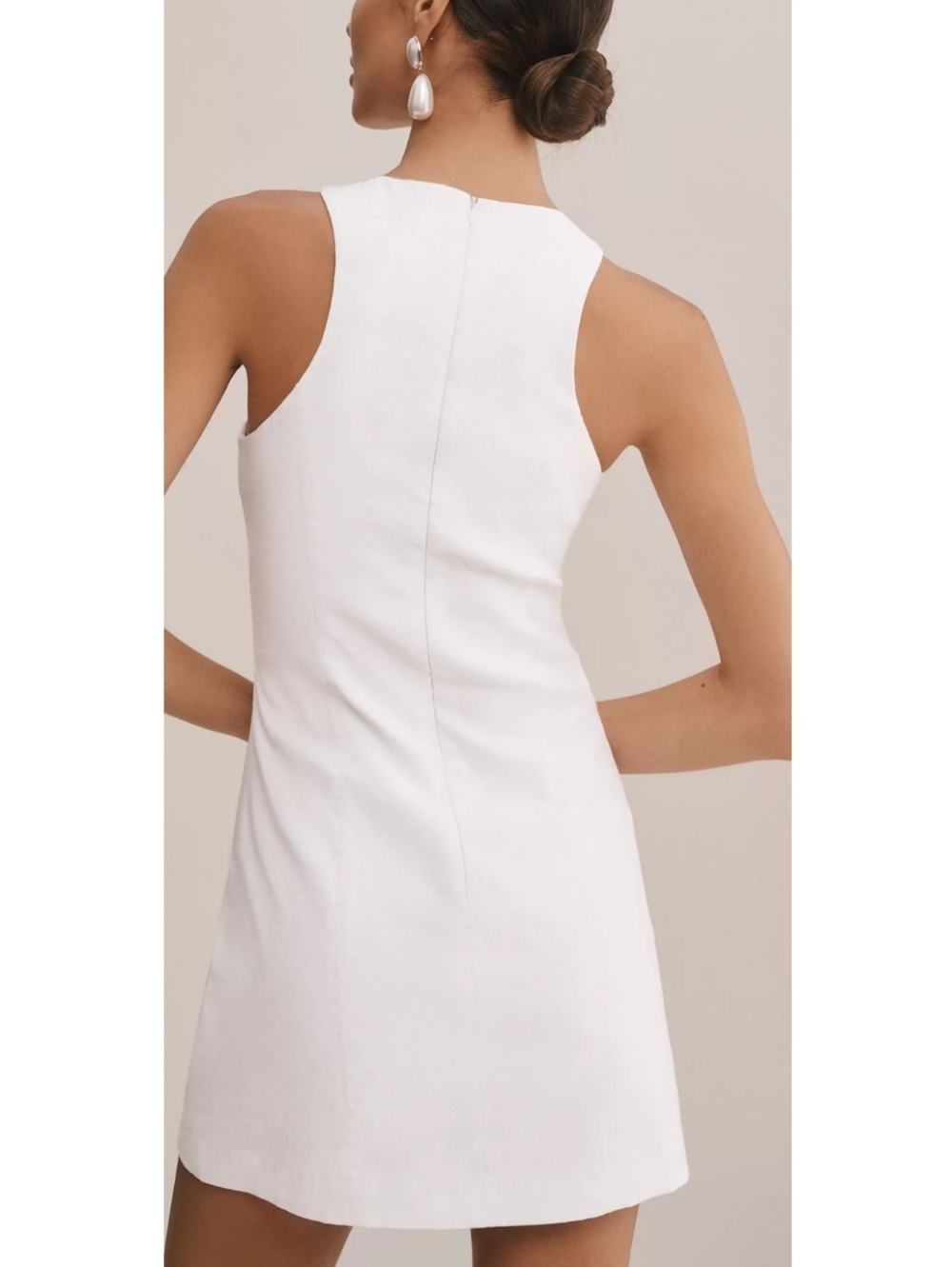 NWT! Anthropologie BHLDN Helena White Sleeveless Seamed Mini Dress - Picture 4 of 11